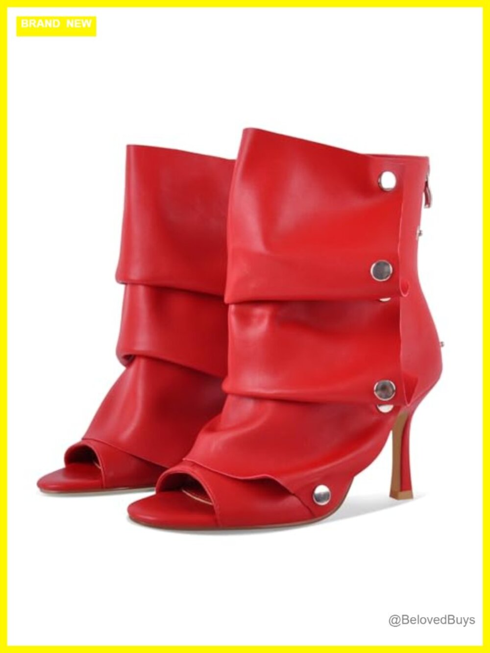 Slouchy Peep Toe Kitten Heel Ankle Booties Faux Leather Back Zip